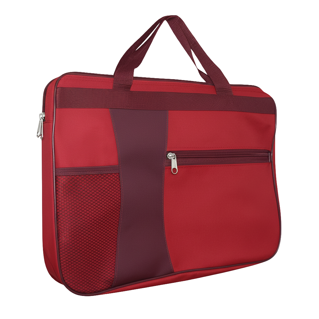 Pasta Promocional personalizada Ref. 1001 - Pasta Promocional com bolso externo, detalhe em tela e alça de mão.