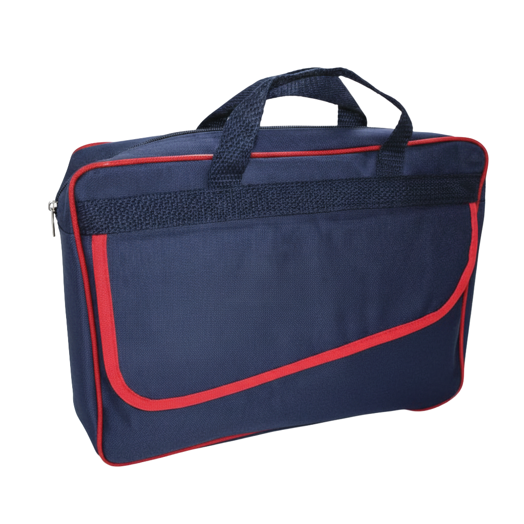 Pasta Promocional personalizada Ref. 2026-P - Pasta Promocional com bolso externo com divisórias e alça de mão.