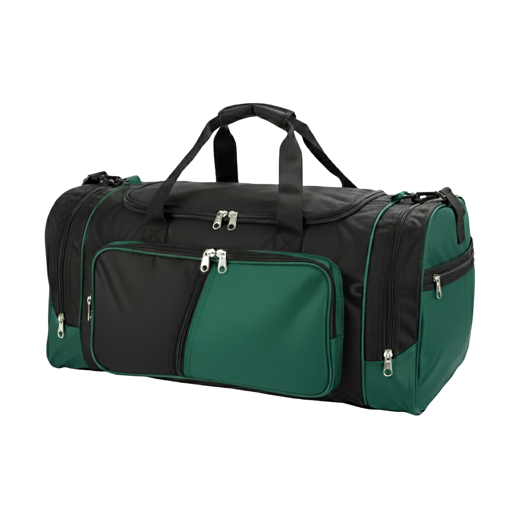 Bolsa de Viagem personalizada Ref. 3130 - Bolsa de Viagem com 4 bolsos externos com zíper e papelão no fundo.