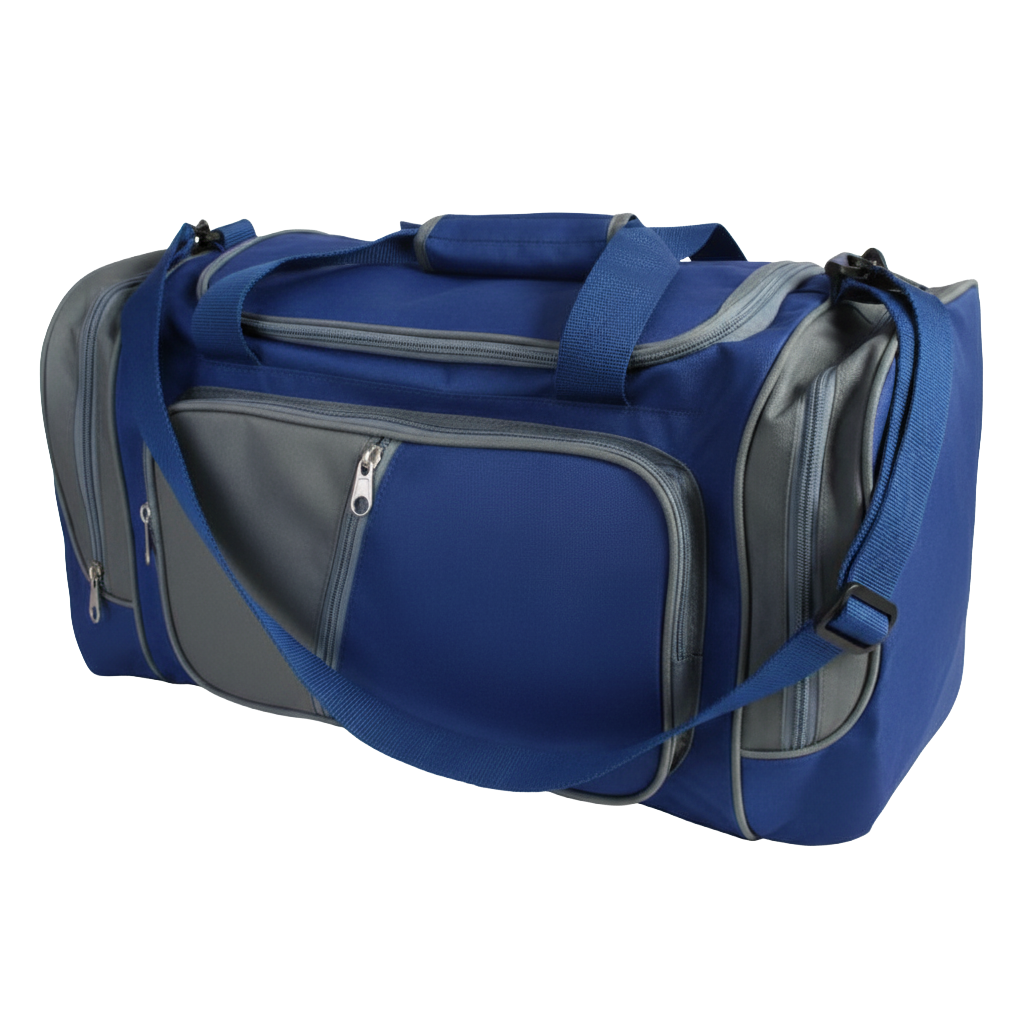 Bolsa de Viagem personalizada Ref. 3131 - Bolsa de Viagem com 4 bolsos externos com zíper e papelão no fundo.