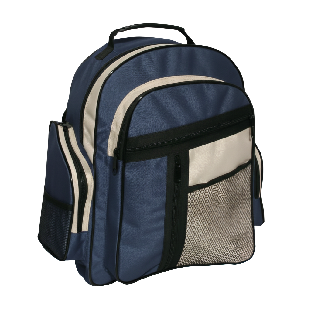 Mochila personalizada Ref. 4036-P - Mochila com 4 bolsos externos e 4 bolsos laterais.