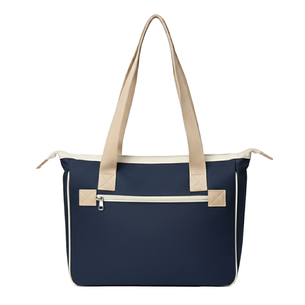 Bolsa Feminina personalizada Ref. 6011 - Bolsa Feminina com bolso externo com zíper, bolso interno e papelão no fundo.